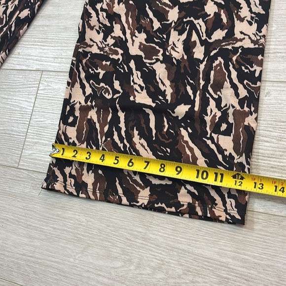 Zara Wide Leg Flowy Printed Palazzo Pant Brown Stretch Waist Size M - Picture 8 of 11